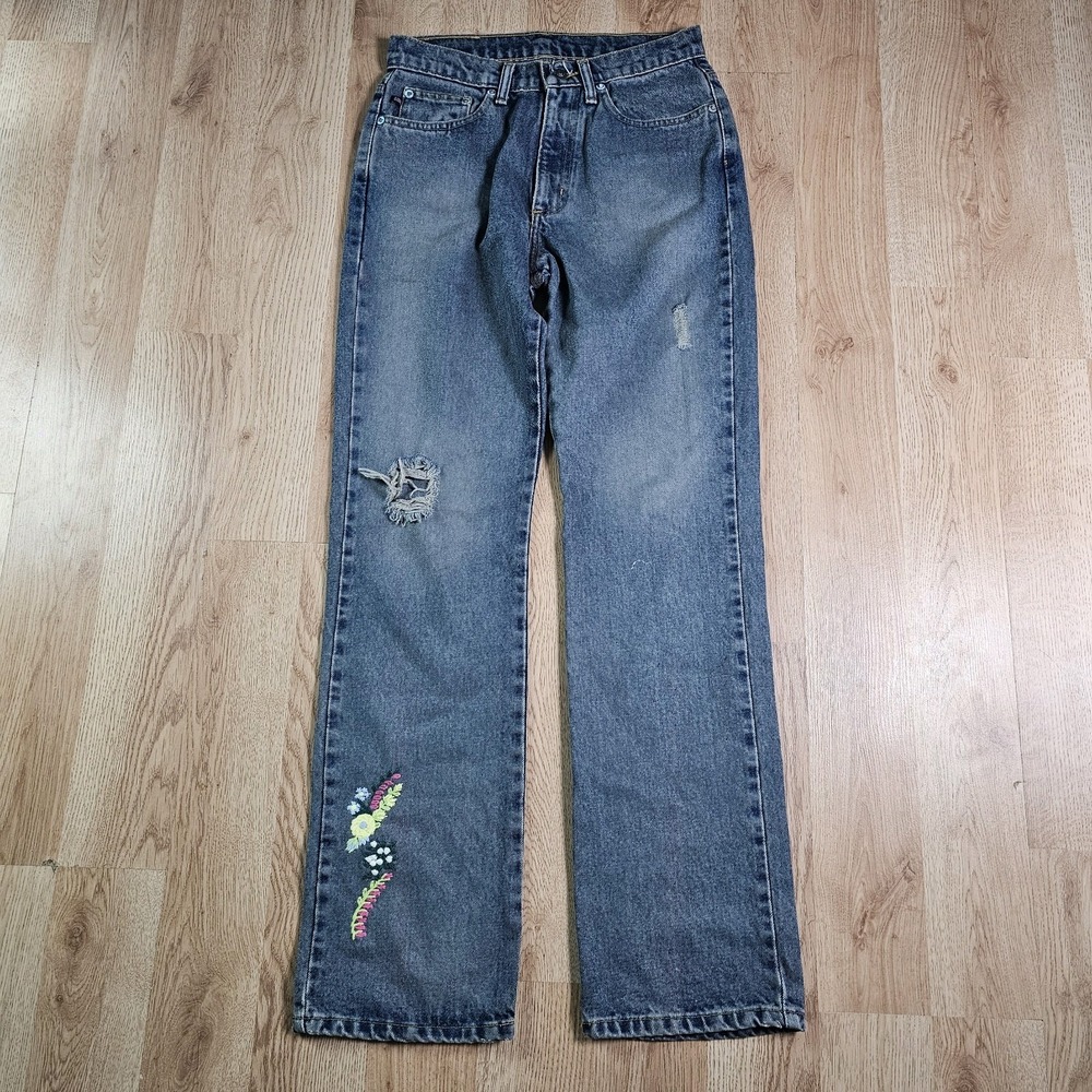 Polo Jeans Co Ralph Lauren Flora Jean Womens 6 Blue Floral Embroidered Jeans
